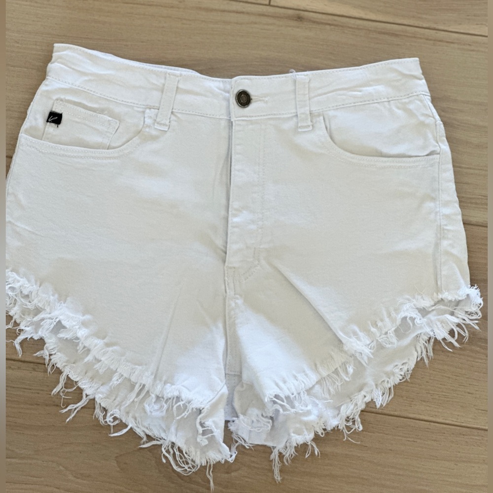 KanCan White Frayed Hem Jean Shorts
